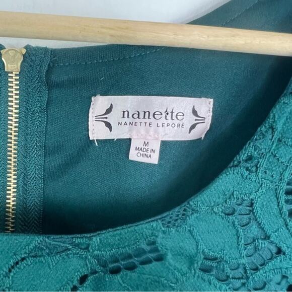 Nanette Lepore Night Garden Green Lace Top Medium - Picture 9 of 10